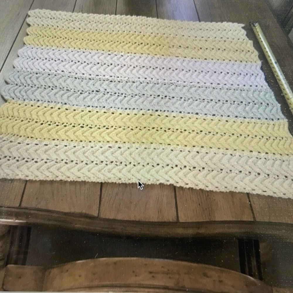 Baby Blanket Crochet Afghan Yellow Green White Soft Handmade
